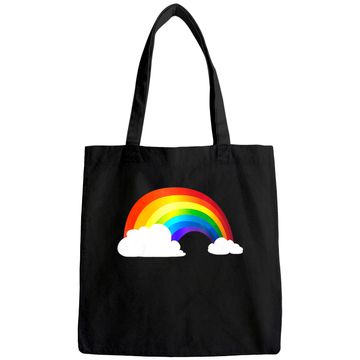 Discover Rainbow Tote Bag - Shiny Rainbow in the Clouds