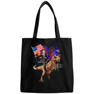 Discover Trump Riding a Dinosaur T-rex Suppor Tote Bag