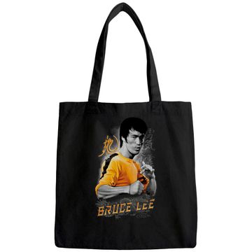 Discover Bruce Lee Quote Yellow Dragon Tote Bag