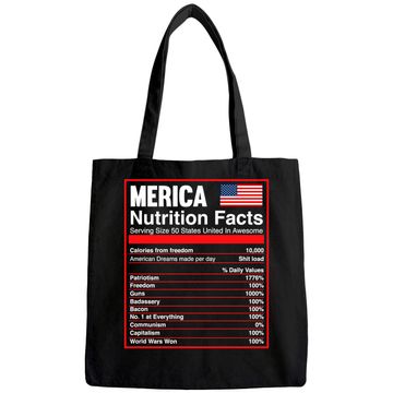 Discover Patriotic Merica Nutrition Facts Tote Bag