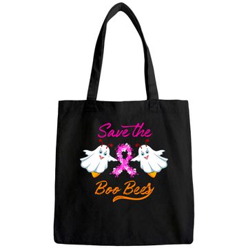 Discover Breast Cancer Halloween Gift - Save The Boo Bees Tote Bag