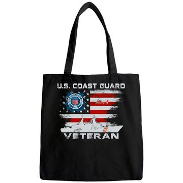 Discover US Coast Guard Veteran Tote Bag Vintage Veteran Flag Tees Tote Bag