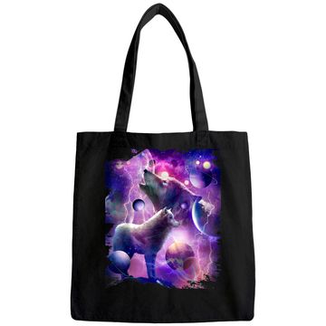 Discover Cosmic Wolf Howling At Moon In SpaceT Tote Bag