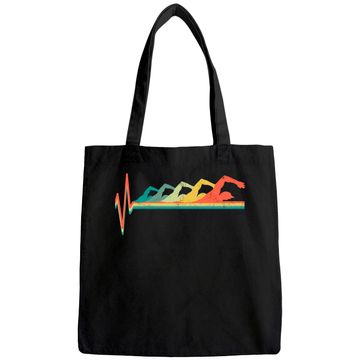 Discover Swimming Swimmer Heartbeat Retro Tote Bag