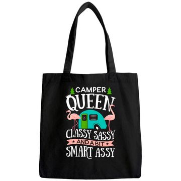 Discover Camper Queen Classy Sassy And A Bit Smart Assy Tote Bag Camping RV Flamingo Trailer