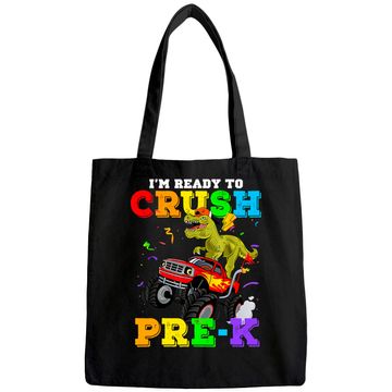 Discover Cool I'm Ready To Crush PRE-K Monster Truck Dinosaur T-Rex Tote Bag