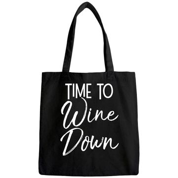 Discover Wine Pun Relaxation Quote Wine Club Time to Wine Down Tote Bag
