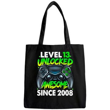 Discover Level 13 Unlocked Awesome Since 2008 13th Birthday Gaming Tote Bag