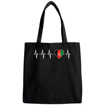 Discover Afghani Heartbeat I Love Afghanistan Heart Flag Tote Bag