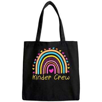 Discover Kinder Crew Kindergarten Teacher Rainbow Heart Tote Bag