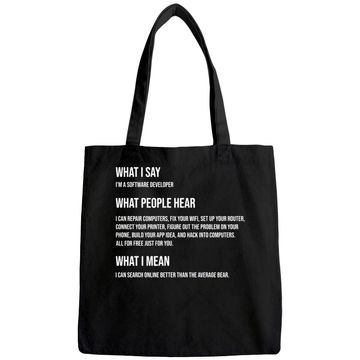 Discover I'm a Software Developer What I Say What I Mean Tote Bag