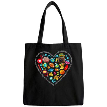 Discover Speech Language Pathology Heart Shape Speech Therapy Tote Bag