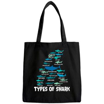 Discover Types of Shark Megalodon Great White Nurse Shark Tote Bag
