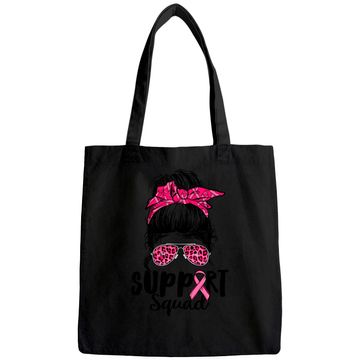 Discover Support Squad Messy Bun Pink Warrior Breast Cancer Awareness Tote Bag
