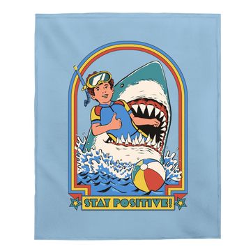 Discover Stay Positive Shark Attack Vintage Retro Comedy Funny Baby Blanket