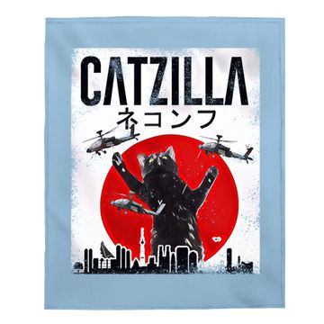 Discover Vintage Catzilla Japanese Sunset Style Cat  baby Blanket