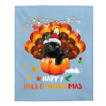 Discover Happy Hallothanksmas Pumpkin Turkey Black Cat Lovers Gifts Baby Blanket