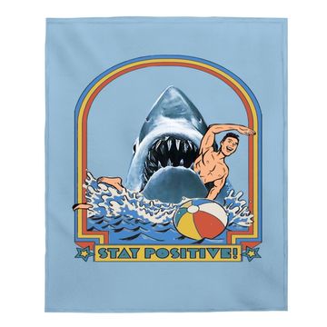 Discover This Is Me Funny Stay Positive Shark Attack Retro Comedy Baby Blanket