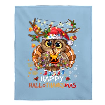 Discover Owl Thankgiving Halloween Christmas Happy Hallothanksmas Baby Blanket