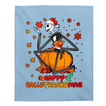 Discover Skeleton Thankgiving Wine Happy Hallothanksmas Baby Blanket
