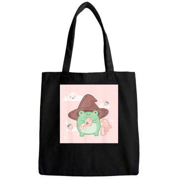Discover Cotttagecore Frog Wizard Kawaii Aesthetic Tote Bag