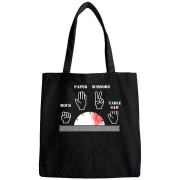 Discover Carpenter Joke - Rock Paper Scissors Table Saw Cut Gag Tote Bag