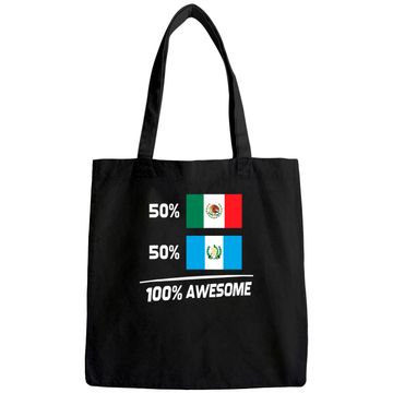 Discover Half Mexican Half Guatemalan Pride Mexico Guatemala Flag Tote Bag