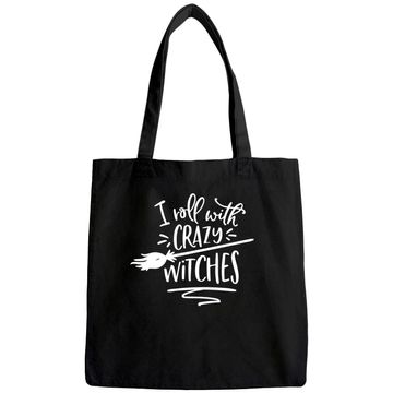 Discover I Roll With Crazy Witches Halloween Tote Bag