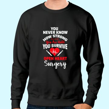 Discover I Survived Open Heart Surgery Bypass Survivor Recovery Gift Sweatshirt