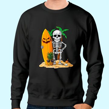 Discover Skeleton Surfing Halloween Hawaii Surfer Sweatshirt