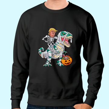 Discover Donal Trump Riding Mummy Dinosaur T-rex Halloween Sweatshirt