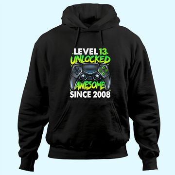 Discover Level 13 Unlocked Awesome Since 2008 13th Birthday Gaming Hoodie