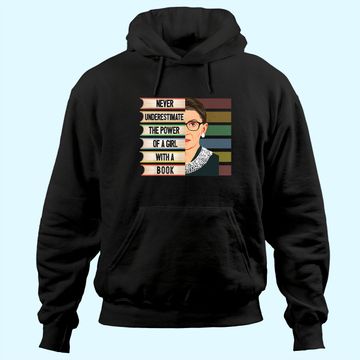 Discover Feminist Ruth Bader Ginsburg RBG Quote Girl With Book Women Hoodie