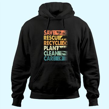 Discover Earth Day Save Bees Rescue Animals Recycle Plastics Hoodie