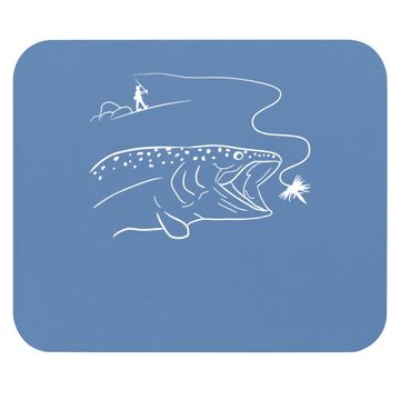 Discover Fly Fishinger Catches Big Trout For Mountain Lover Mouse Pad