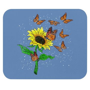 Discover Flower Blossom Butterflies Nature Butterfly Sunflower Mouse Pad