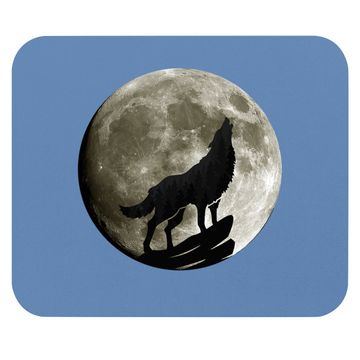 Discover Howling Wolf Midnight Full Moon Wildlife Nature Animal Mouse Pad