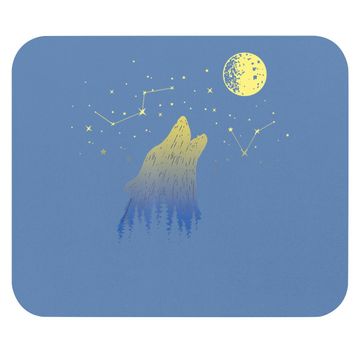 Discover Wolf Howling At Stars Constellations And Moon Mouse Pad