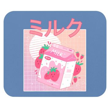 Discover Japanese Kawaii Strawberry Milk Shake Carton Mouse Pad