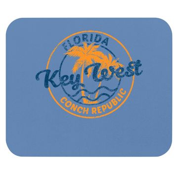 Discover Key West Vintage Emblem Basic Cotton Mouse Pad