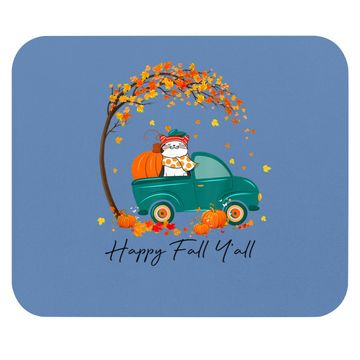 Discover Happy Fall Y'all Pumpkin Pickup Truck Cat Kitty Thanksgiving Mouse Pad