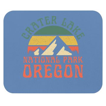 Discover Crater Lake National Park Oregon Mountains Retro Sunset Mouse Pad