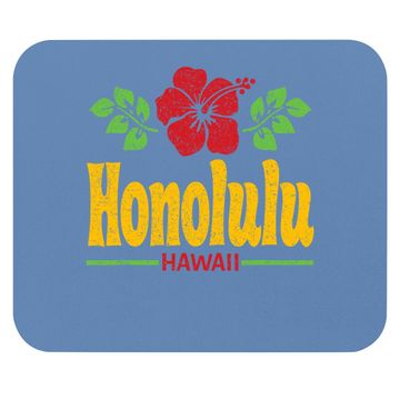 Discover Honolulu Hawaii Flowers Distressed Color Print Mouse Pad