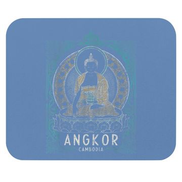 Discover Angkor Cambodia Teal Gold Buddha Mouse Pad