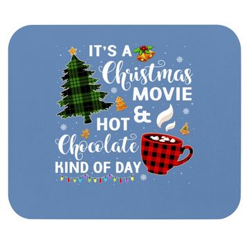 Discover It's A Christmas Movie & Hot Chocolate Plaid Christmas Tree Mouse Pad