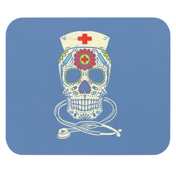 Discover Nurse Sugar Skull Stethoscope Medical Halloween Costume Mouse Pad