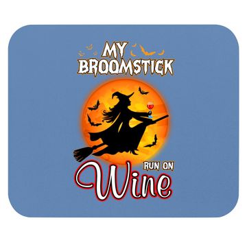 Discover My Broomstick Run On Wine Witch Moon Halloween Magic Mouse Pad