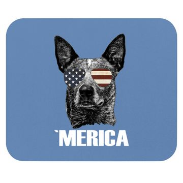 Discover Merica Australian Cattle Dog With Usa Flag Sunglasses Mouse Pad