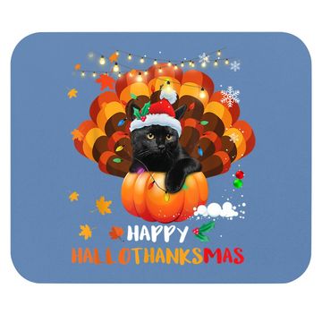 Discover Happy Hallothanksmas Pumpkin Turkey Black Cat Lovers Gifts Mouse Pad
