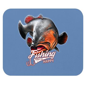 Discover Fishing Make Me Happy Catfish Red Mouse Pad